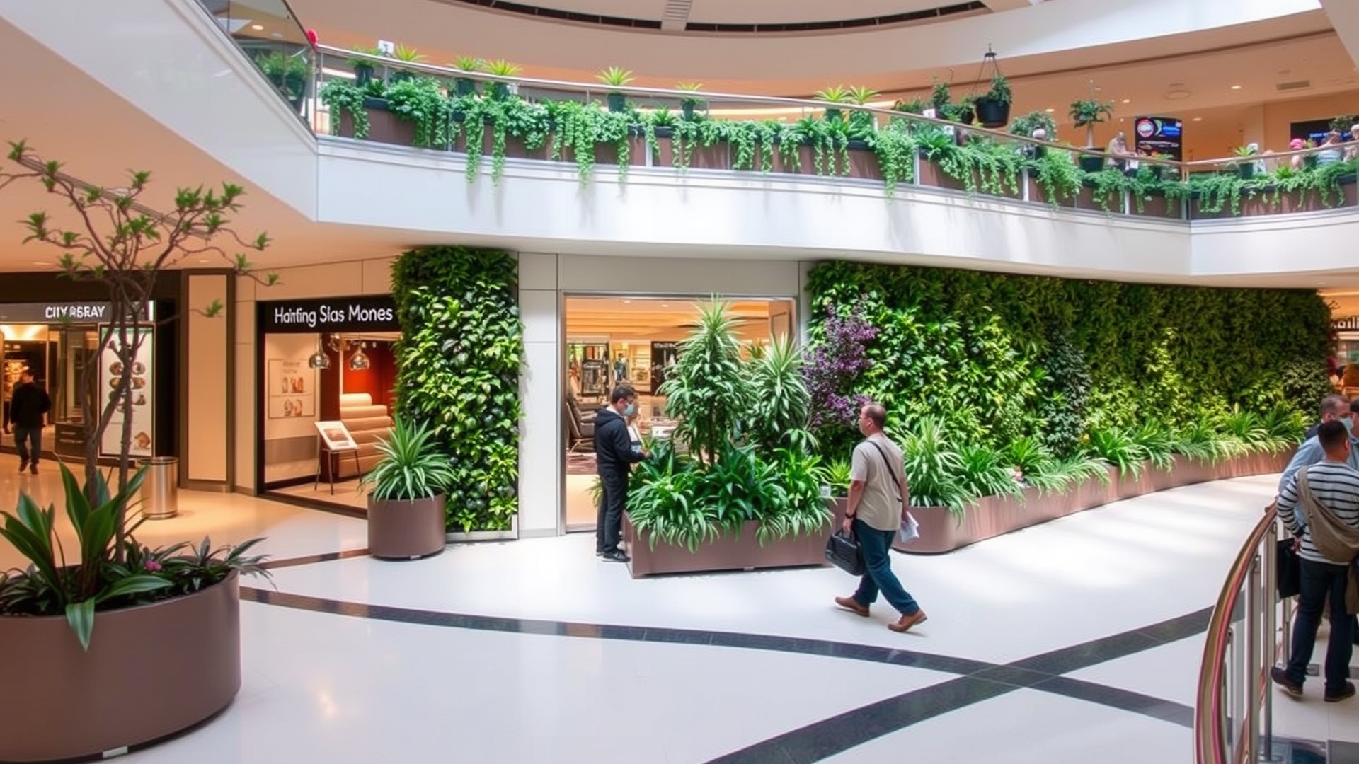 How Are Vertical Plant Walls Used in Shopping Mall Landscaping?