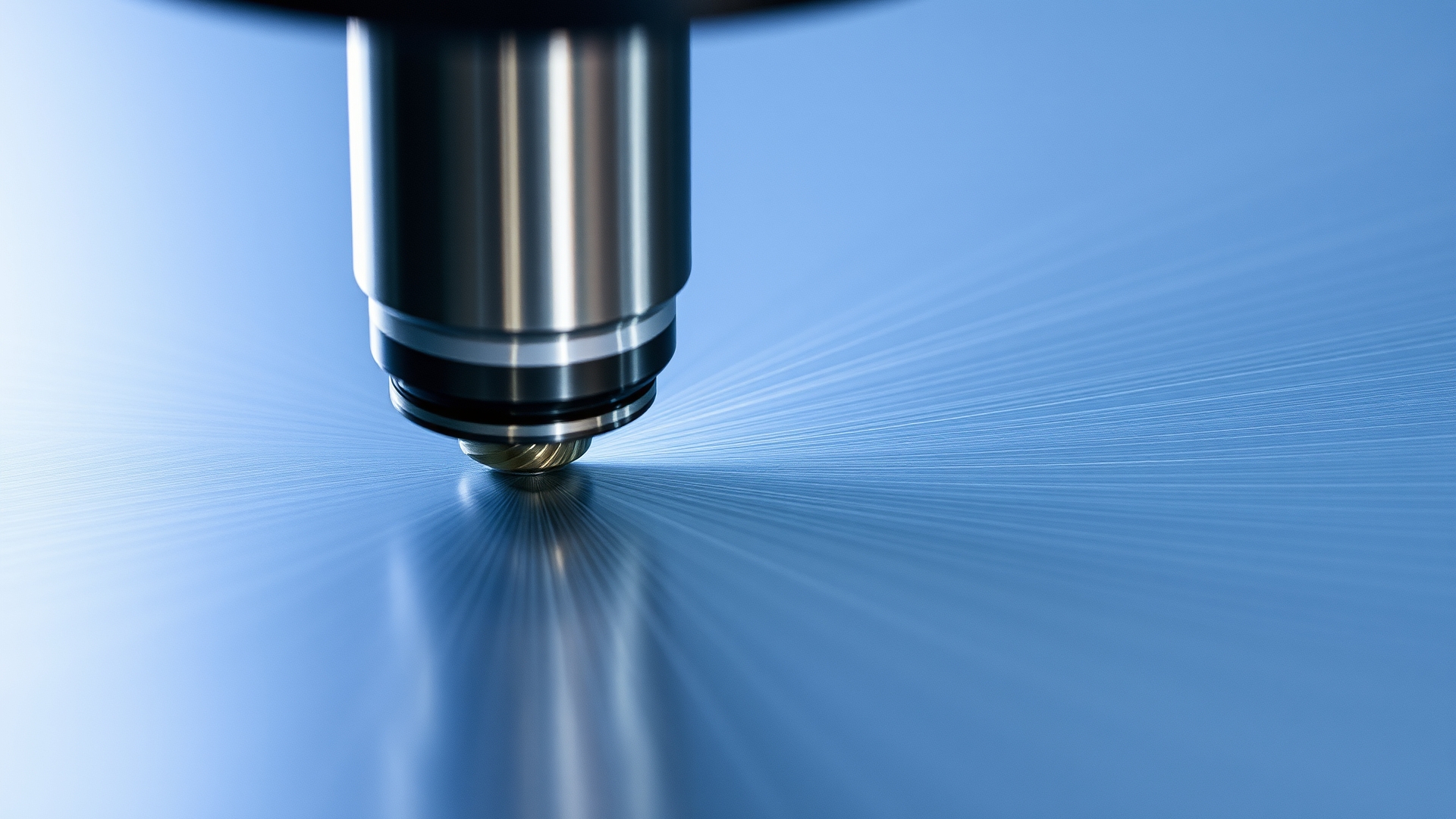 Close-up of CNC cutting tool engaging with aluminum metal workpiece